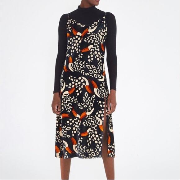 NWT Farm Rio Black Tucano Velvet Midi Dress in Black Multi XS - Picture 1 of 11